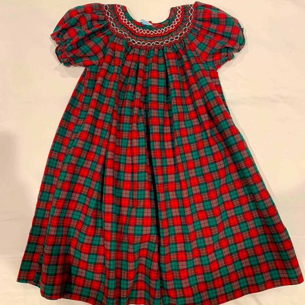 Smocked Christmas plaid dress